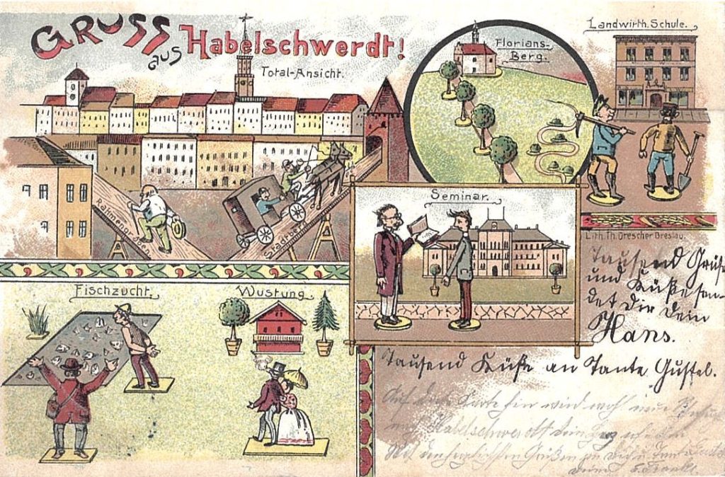 Ansichtskarte von Habelschwerdt (Lithographie von Theodor Drescher)