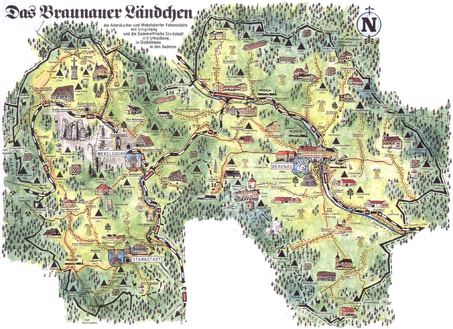 Das Foto zeigt die Landkarte vom Braunauer Ländchen