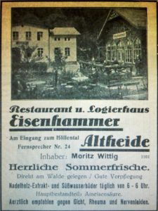 Anzeige von einem Restaurant und Logierhaus in Bad Altheide