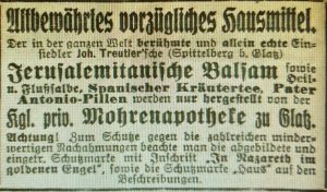 Anzeige der Mohren-Apotheke aus „Oberschles. Wanderer“, 19.02.1910, 83. Jahrgang