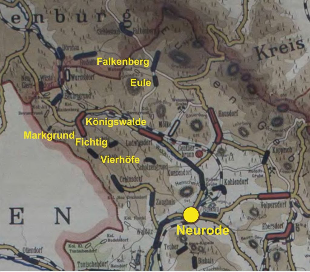 Karte der Umgebung von Königswalde, Kreis Neurode