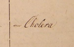 Eintrag Sterbeart Cholera im Kirchenbuch