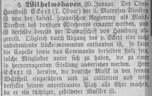 Meldung aus dem Wilhelmshavner Tageblatt 1879