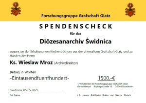 Der Spendenscheck über 1.500€