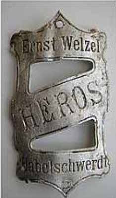 Plakette Ernst Welzel - Heros - Habelschwerdt