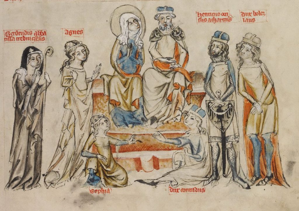 Hedwig mit ihrem Mann Heinrich I. von Schlesien und ihren Kindern.