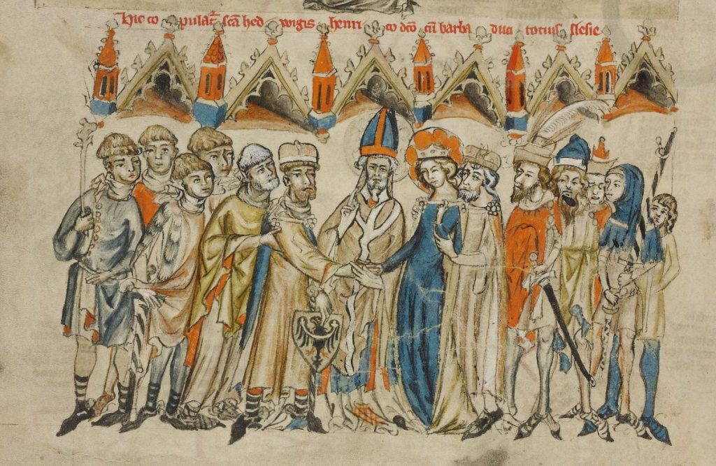 Die Hochzeit der heiligen Hedwig mit Heinrich I. von Schlesien.