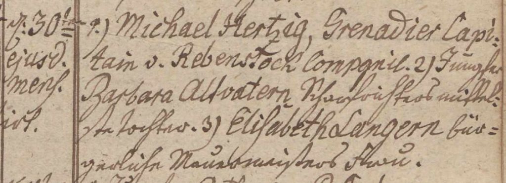 Ausschnitt Militärkirchenbuch Glatz