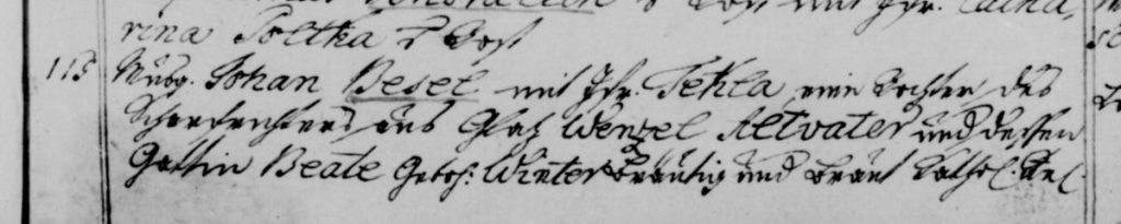 Ausschnitt aus dem Militärkirchenbuch