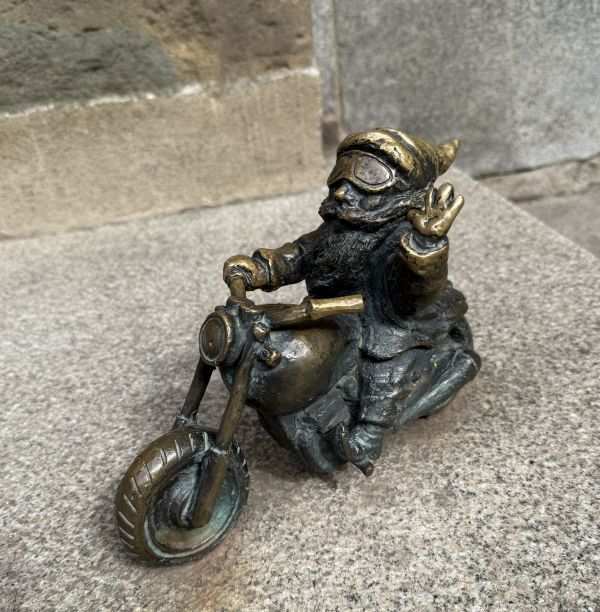 Zwergenskulptur Breslau - Biker-Zwerg